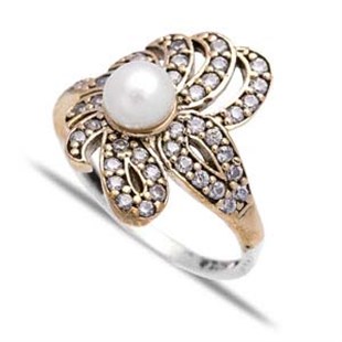 Handmade Authentic Ring with White Stone Wholesale Turkish 925 Sterling Silver Jewelry 